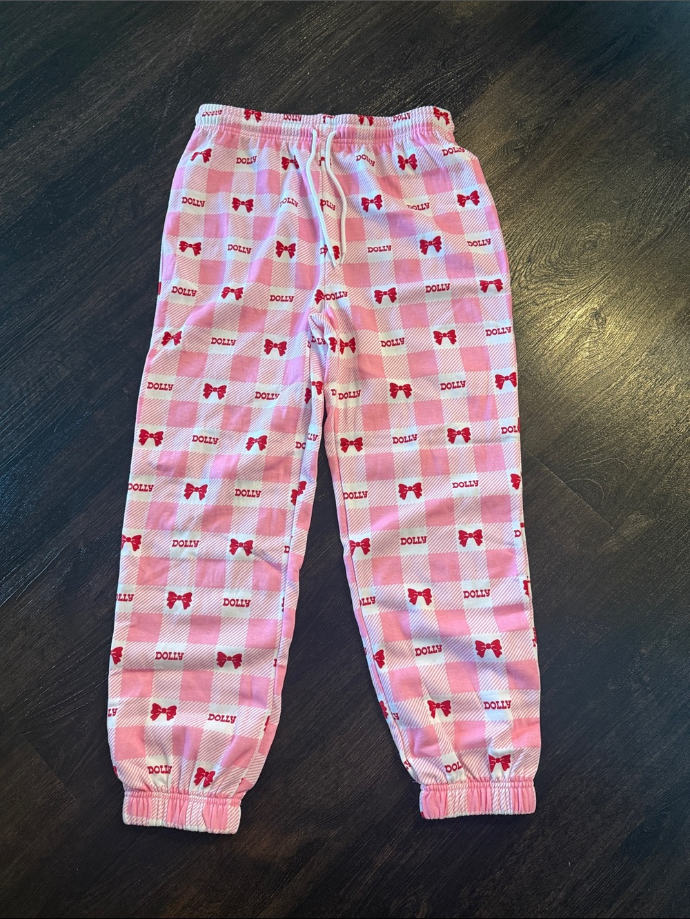 Dollcake Pink Gingham Bow-Print Pajama Pants